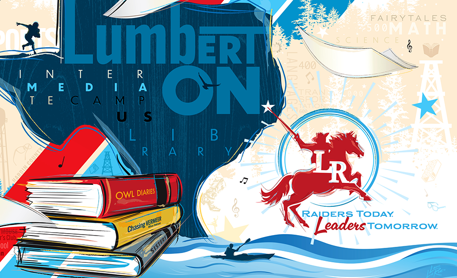 Lumberton Raiders logo on the mural