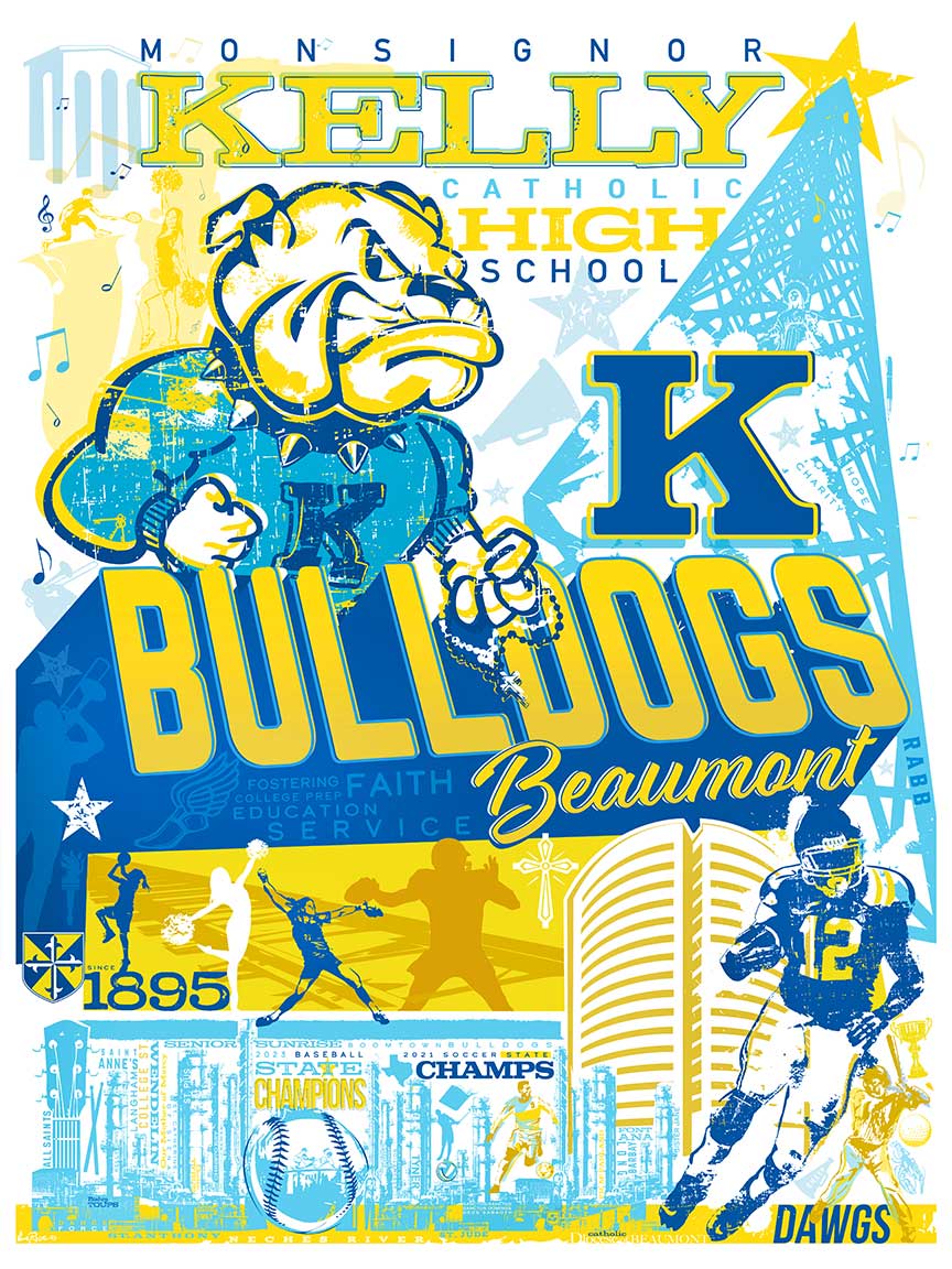 Kelly Beaumont bulldog poster with artwork 